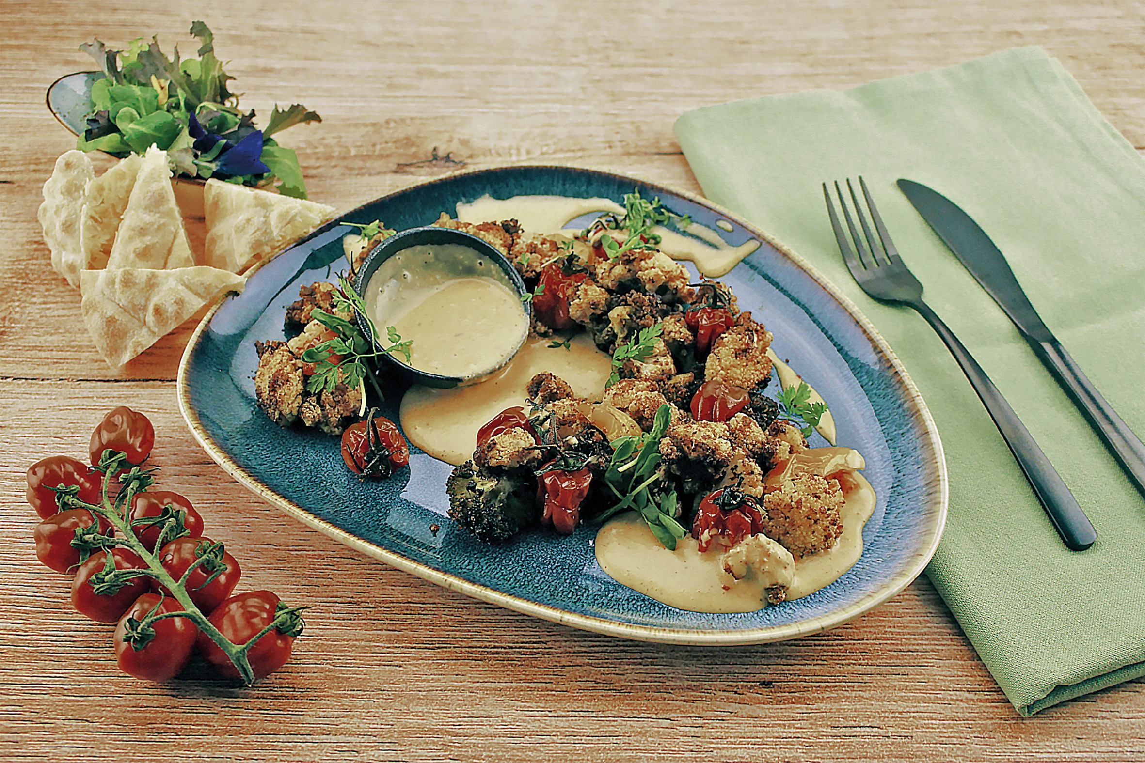 Veganes Blumenkohl-Popcorn mit Opflanzda
